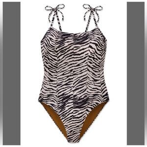 Wet luxe Grecia zebra stripe slimming L one piece swimsuit